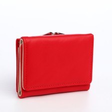Women's wallet on the button, red color