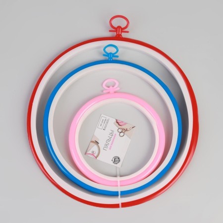 Schools for embroidery with a suspension, d = 11/17/21 cm, 3 pcs, color colorful color-7