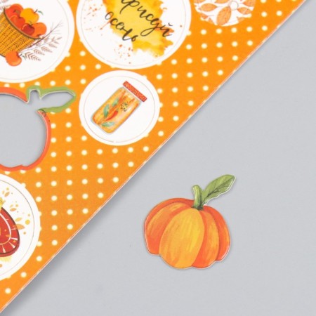 Decor for creativity cardboard "Chips and buttons. Orange" 24 pcs 13x16.5cm-4