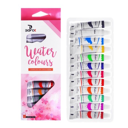 Watercolor paints, 12 colors, in a plastic tube, 9 ml, in a cardboard box-3