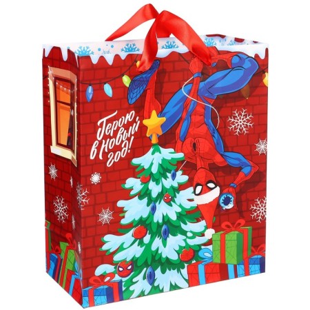 New Year. Gift package, 23x18x11.5 cm, packaging, spider-man-2