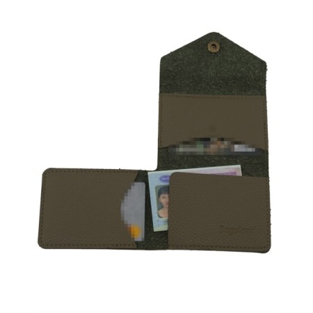 Cartholder, genuine leather, olive 10x8.5x1.5 cm-2