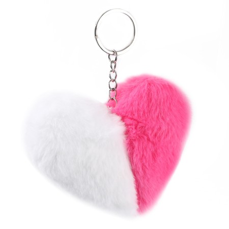 Soft toy "heart" halves, on a key fob, 10 cm, white-pink color-1