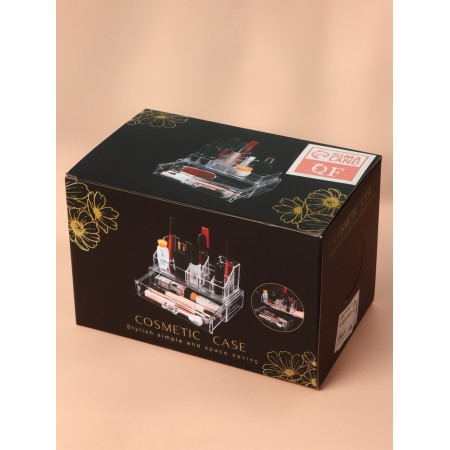 Organizer for storage, 9 sections, with a drawer, 18.5 × 10 × 11.5 cm, in a cardboard box, the color is transparent-7