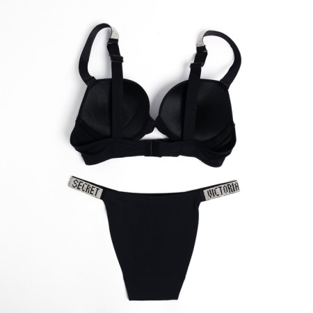Female set (top and panties), black color, size 85V-20