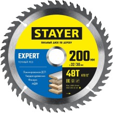 Диск пильный STAYER 3682-200-32-48_z01, по дереву, точный рез, 48T, 200 х 32/30 мм