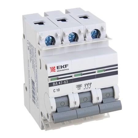 Automatic circuit breaker EKF Proxima, 3P, modular, 10 A-1