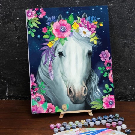 Picture on numbers on a canvas with a subframe "Horse", 40 x 50 cm-1