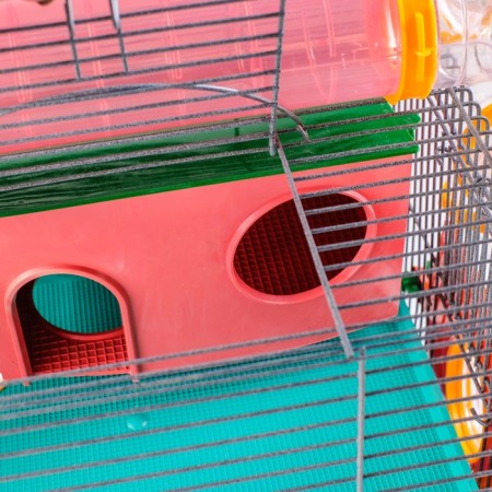 Mini cage for rodents, two -tier, with a shelf, house and a mix of labyrinths-15