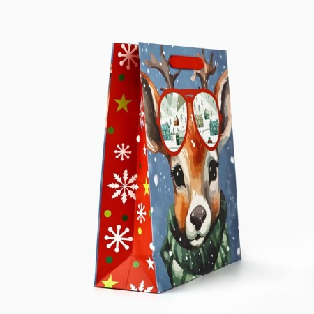 Package Gift New Year's laminated "deer", m 30 x 26 x 9 cm, new year-2