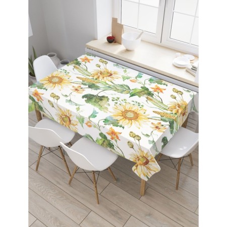 The tablecloth “corn and sunflowers”, rectangular, Saten, size 120x145 cm