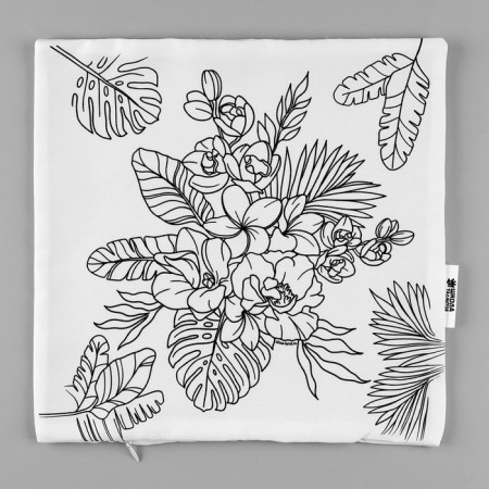Pillowcase for coloring "Tropical bouquet" 30x30cm-2