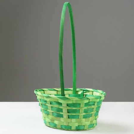 Wicker basket, 20.5 × 9.5 × 33 cm, green, bamboo-2