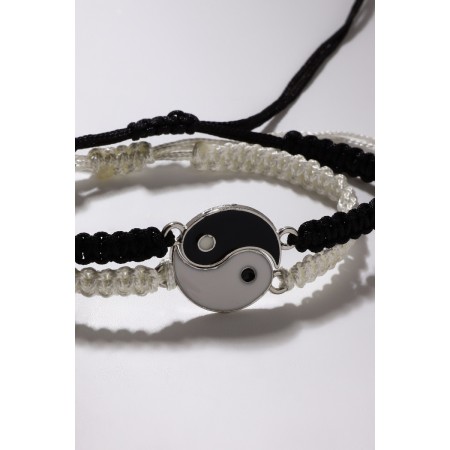 Bracelets "Demetrons" yin-yang, thick thread, black and white color-3
