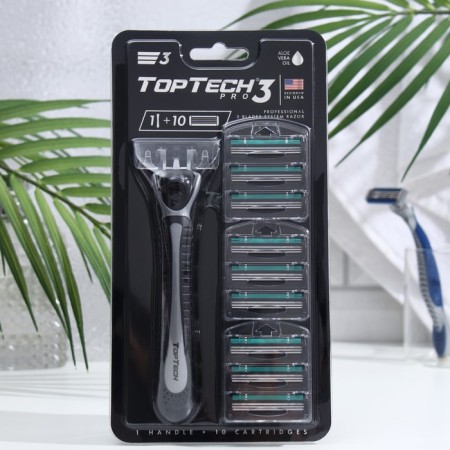Male razor Toptech Pro 3, 1 razor + 10 interchangeable cassettes