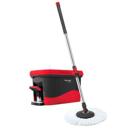 Pioneer 7112S cleaning set: mop, a bucket with a pedal, black and red color