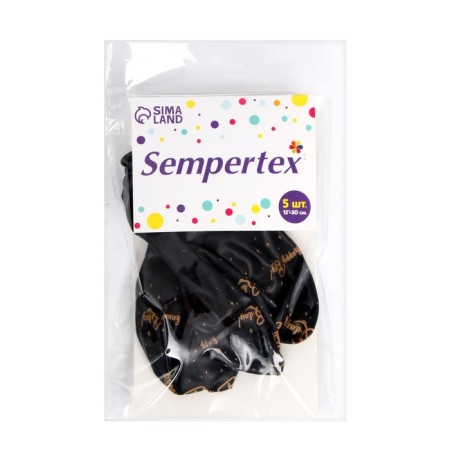 Latex ball 12 "HBD, pastel, set 5 pcs., Black color-2
