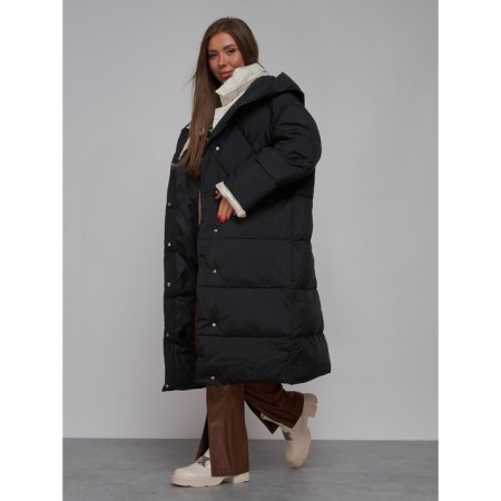 Coat insulated winter female, size 50, black color-18