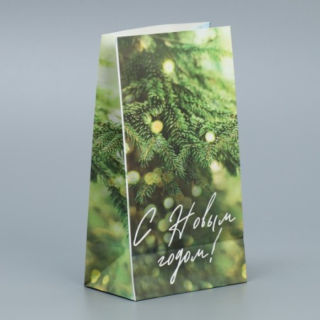 A package without handles “Happy New Year”, spruce spray, 10 x 19.5 x 7 cm, New Year-3