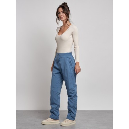 Warmed female trousers, size 44, blue color-9