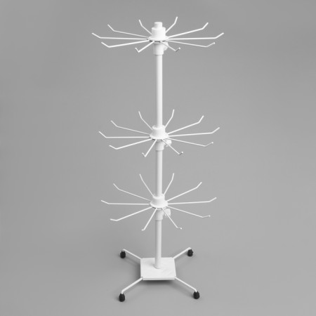 Turntable, 3 tiers of 10 hooks, 28 × 28 × 65, white color-1