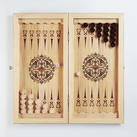 Nedes "Dragon in the Clouds", wooden board 60 x 60 cm, with a field for playing checkers-1