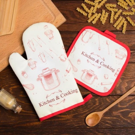 Kitchen and cooking kitchen set, take 17*17 cm, mitten 26*16 cm, 100% p/e