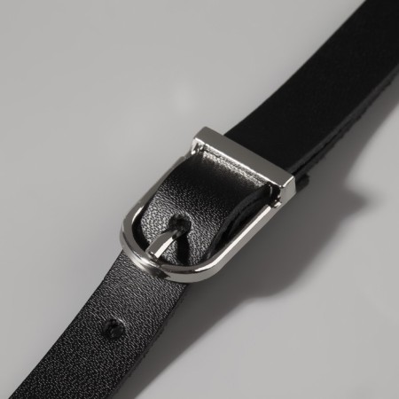 Genuine leather bag, adjustable, with carbines, 60 ± 2 cm × 1.2 cm, black/silver color-4