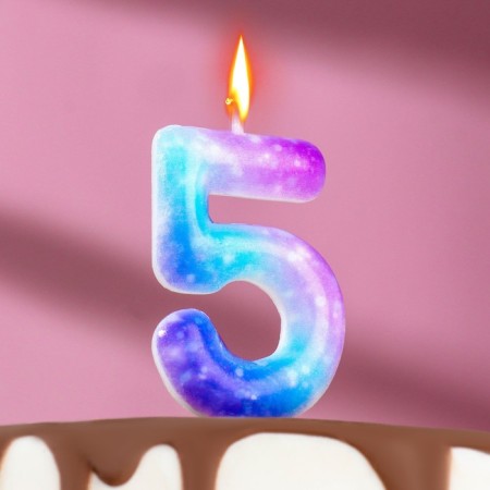 Candle in the cake on the skewer "Galaxy", the number 5, 5.5 cm