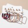 Earrings set 6 pairs "Cosmos" heart, colored in gold