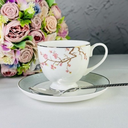 Tea set of Lenardi "Sakura", bone porcelain, 12 items