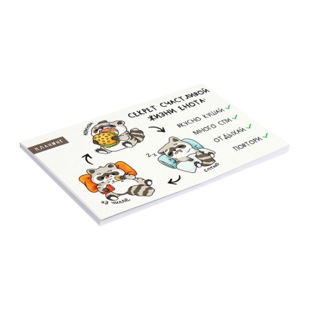 Lowed A6 Planning, with opened sheets, 50 sheets, on gluing, soft cover, raccoon glider-1