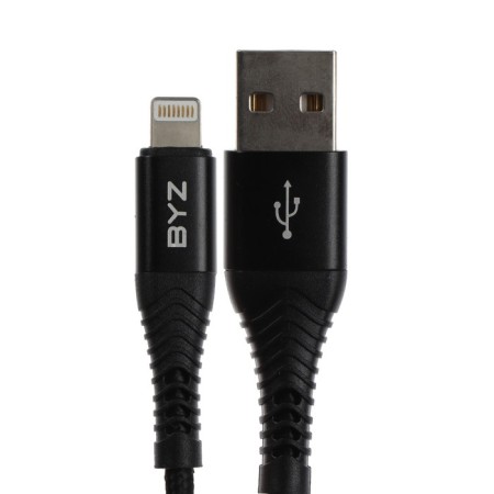 BYZ BC -029, Lightning - USB, 5 A, 1 m, nylon, black cable-1
