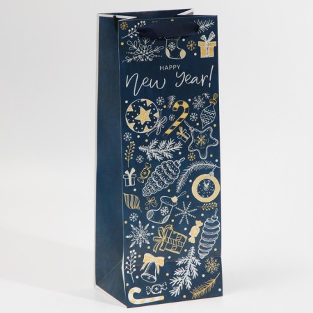 Package for the bottle "Happy New Year", 13 x 36 x 10 cm, New Year-3