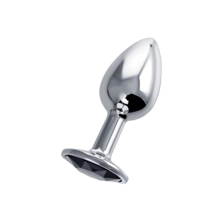 Anal sleeve of little cuts, silver, with a black crystal, Ø 2.5 cm, 48 g-1