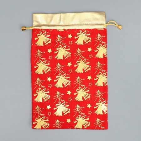Bag gift plush "New Year's ringing", bells, embossing, 20 x 30 cm +/- 1.5 cm, New Year-4