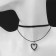 Choker “double” with a thread, heart, white-black color in silver, l = 32 cm