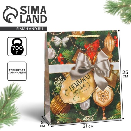 Package laminated vertical “Gift for you”, ML 21 x 25 x 8 cm, New Year