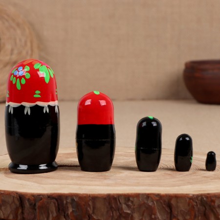 Matryoshka "Natalia", red, 5-doll-1