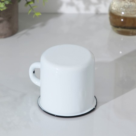 Enameled mug, 400 ml, white color-3