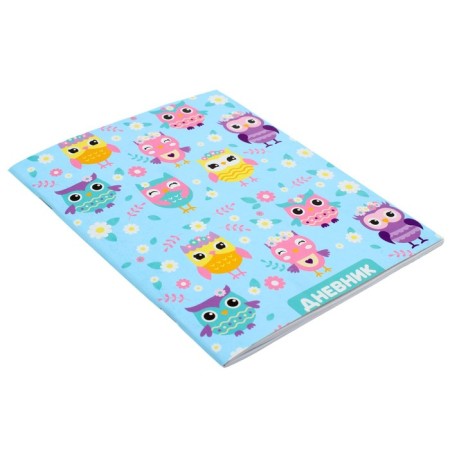 Universal diary for grades 1-11, "Owls. Pattern", soft cover, 40 sheets-1