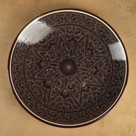 Largan Rishtan ceramics "Patterns", 42 cm, brown-6