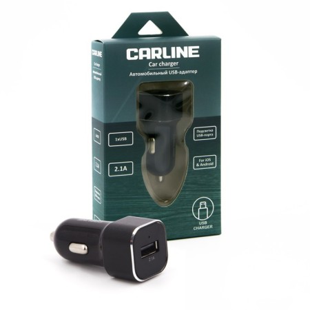 Car adapter CARLINE® 1XUSB 2.1A in a cigarette lighter 12/24V, Black Color Black-3