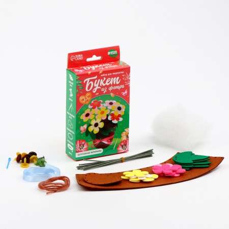 Set for creativity. Bouquet of felt in a pot "Bright flowers"-1