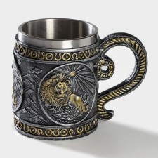 Stainless steel mug “lion”, 400 ml, silver color