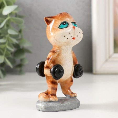 Souvenir Polystone varnish "Kotka with dumbbells" 6x4.5x9 cm-1