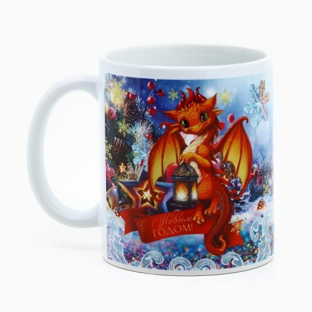 Ceramic "Dragon" mug, 320 ml, blue color