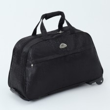 Road bag on wheels, external pocket, black color