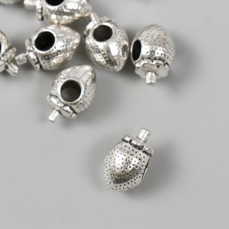 Bead for creativity Metal "Strawberries" silver 0.9x1.6 cm