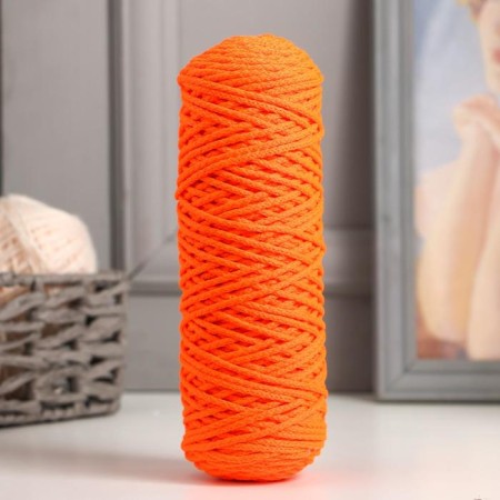 Knitting cord "Classic" without a core 100% polyester width 4mm 100m (orange. Lumin.)